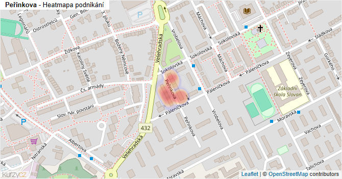Peřinkova - mapa podnikání