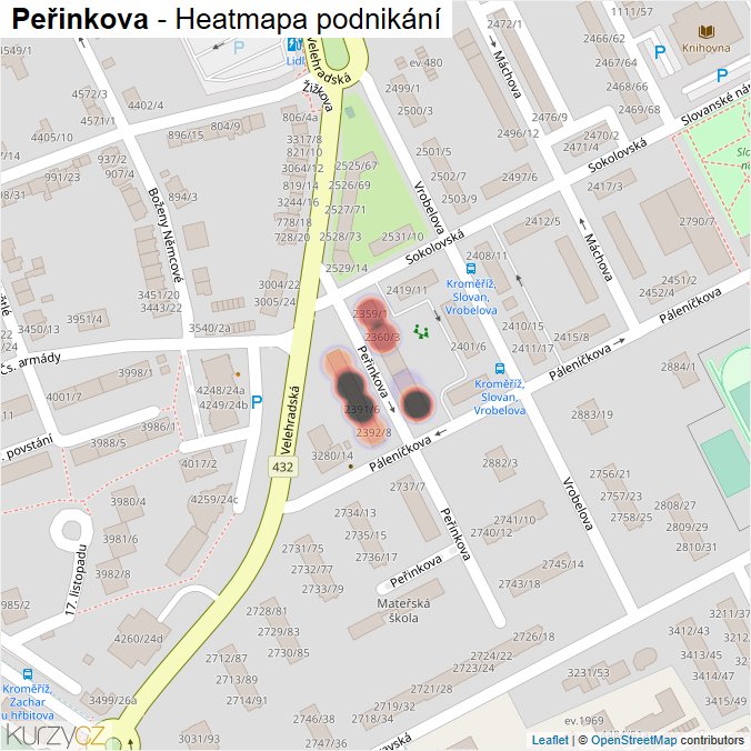 Mapa Peřinkova - Firmy v ulici.