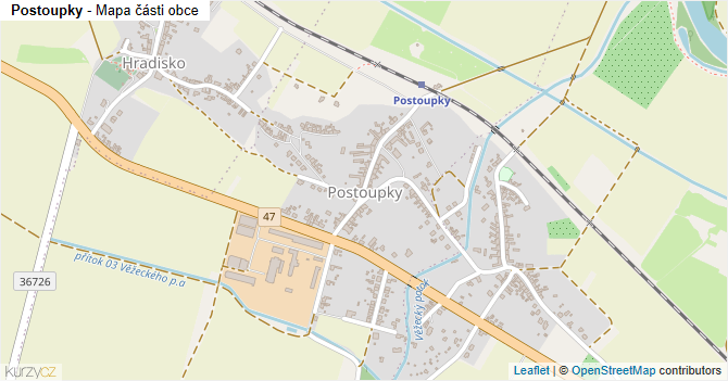 Postoupky - mapa části obce