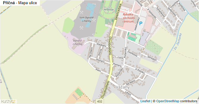 Příčná - mapa ulice