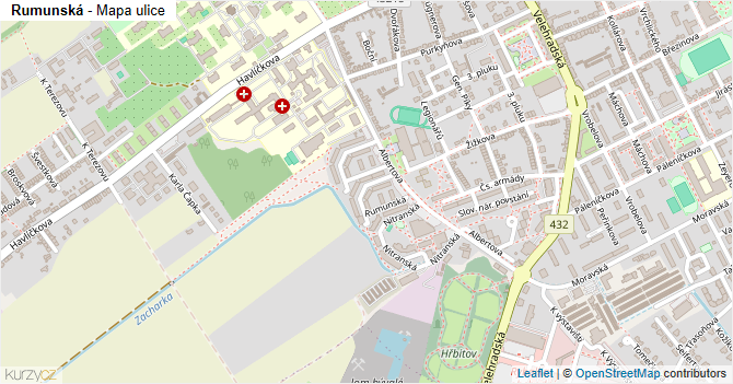 Rumunská - mapa ulice