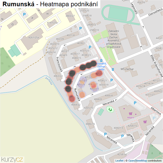 Mapa Rumunská - Firmy v ulici.