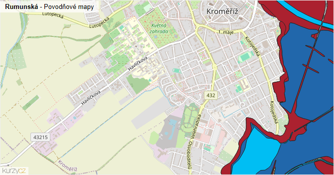 Rumunská - záplavové mapy stoleté vody