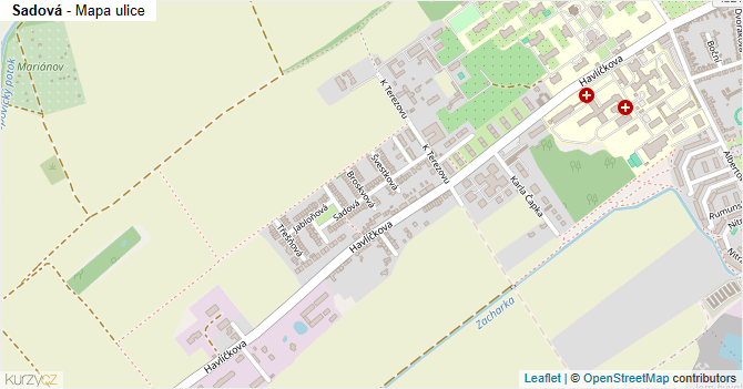 Sadová - mapa ulice