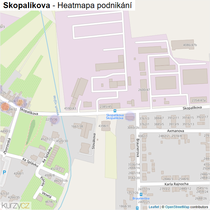 Mapa Skopalíkova - Firmy v ulici.
