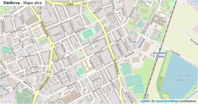 Sládkova - mapa ulice