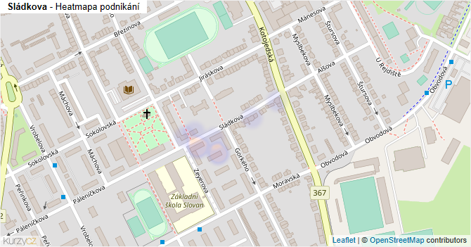 Sládkova - mapa podnikání