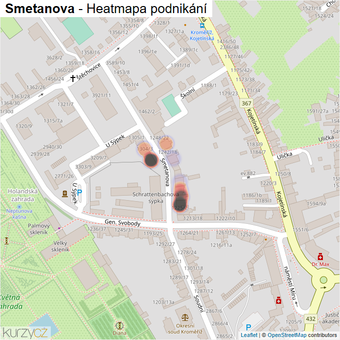Mapa Smetanova - Firmy v ulici.