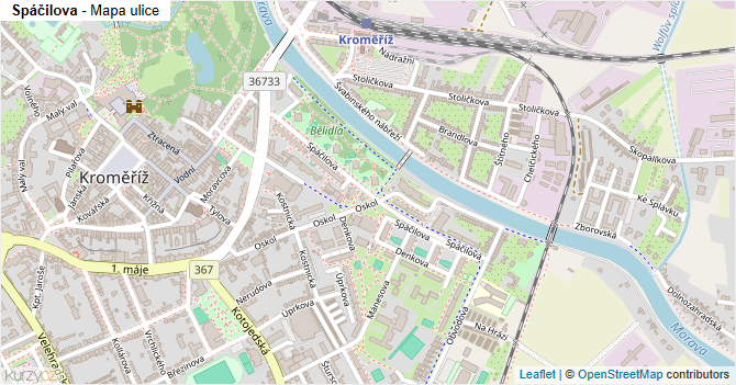 Spáčilova - mapa ulice
