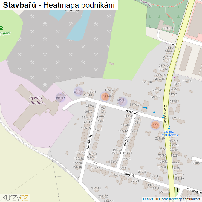 Mapa Stavbařů - Firmy v ulici.