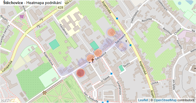 Štěchovice - mapa podnikání