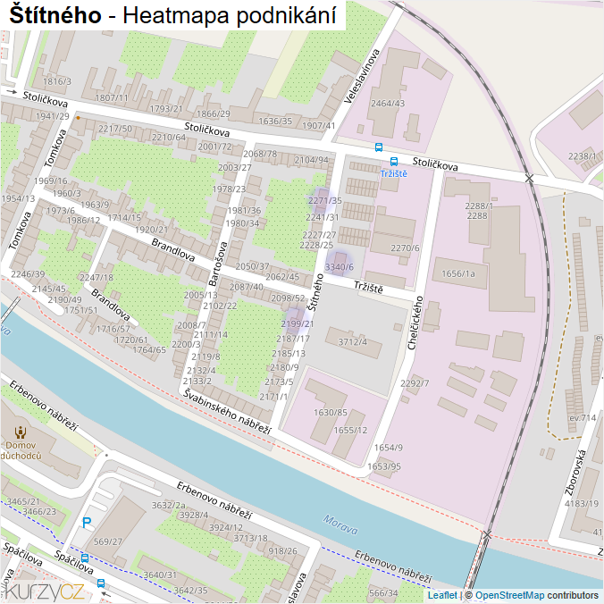 Mapa Štítného - Firmy v ulici.