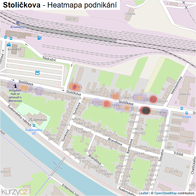 Mapa Stoličkova - Firmy v ulici.