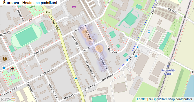 Štursova - mapa podnikání