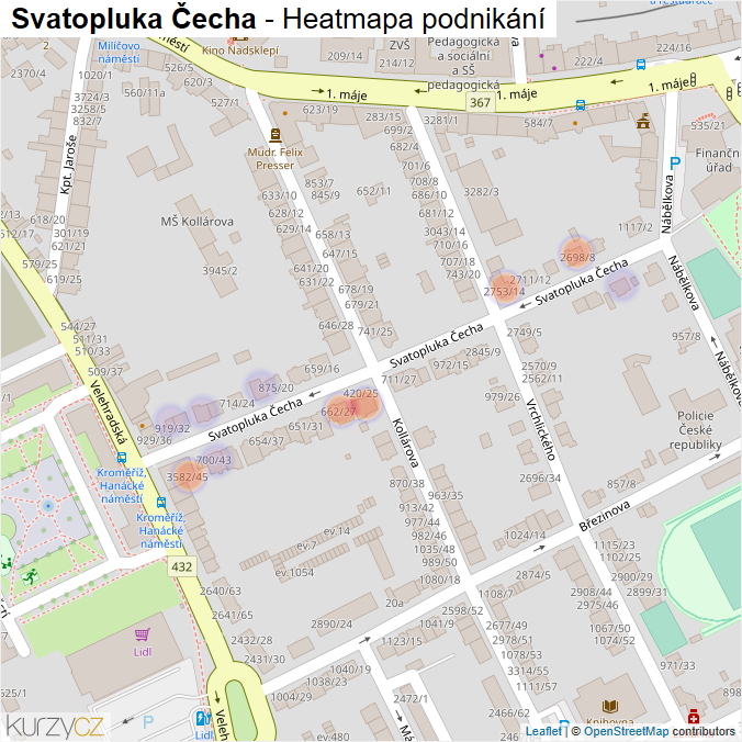 Mapa Svatopluka Čecha - Firmy v ulici.