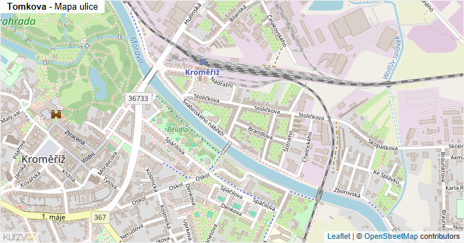 Tomkova - mapa ulice
