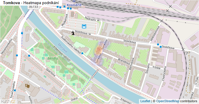 Tomkova - mapa podnikání