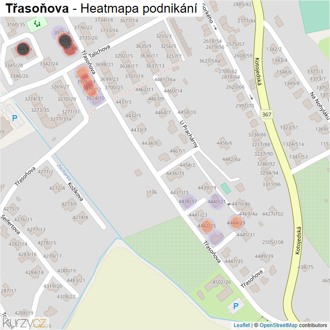 Mapa Třasoňova - Firmy v ulici.