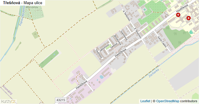 Třešňová - mapa ulice