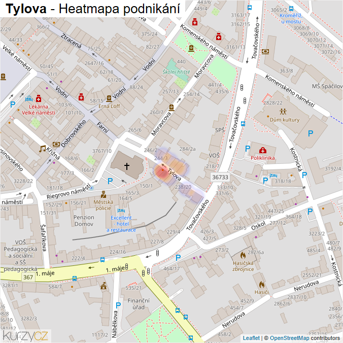 Mapa Tylova - Firmy v ulici.