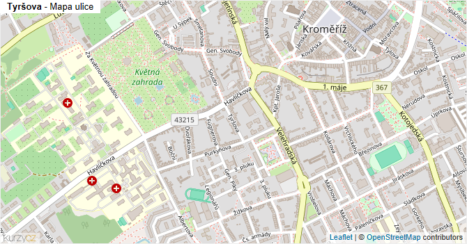 Tyršova - mapa ulice