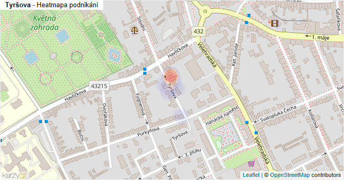 Tyršova - mapa podnikání