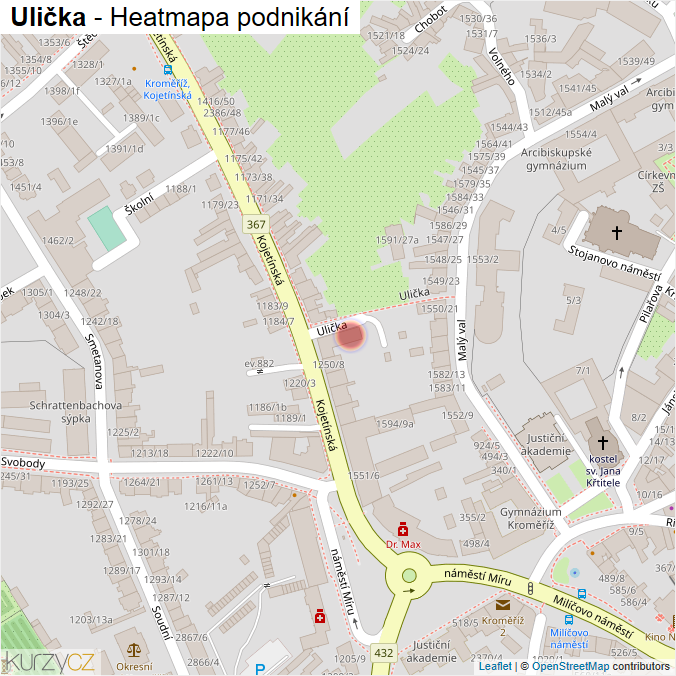 Mapa Ulička - Firmy v ulici.