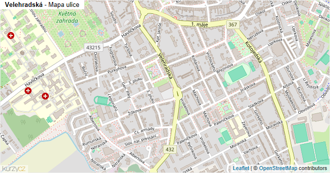 Velehradská - mapa ulice