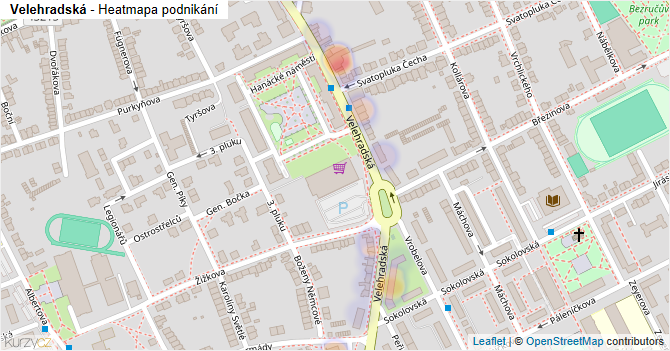 Velehradská - mapa podnikání
