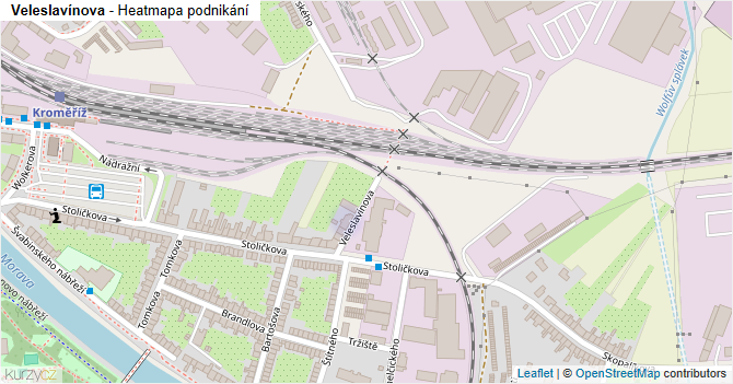 Veleslavínova - mapa podnikání