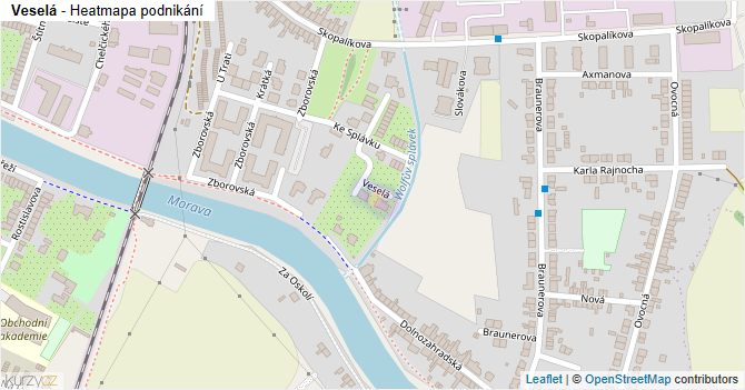 Veselá - mapa podnikání