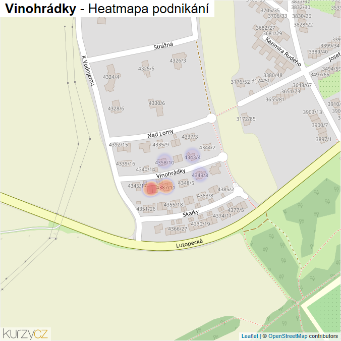 Mapa Vinohrádky - Firmy v ulici.