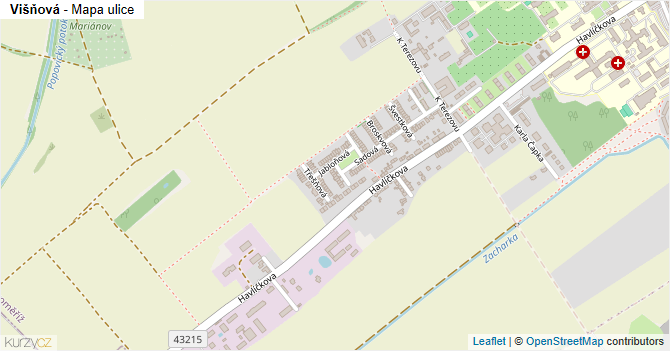 Višňová - mapa ulice