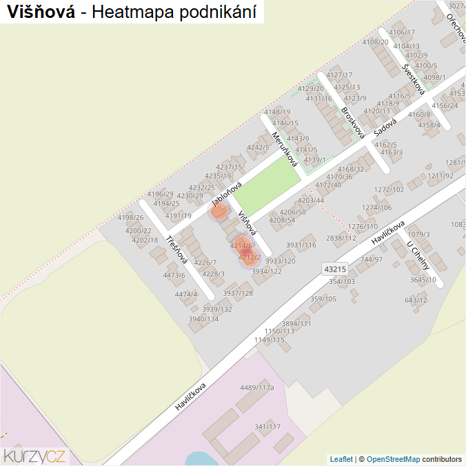 Mapa Višňová - Firmy v ulici.