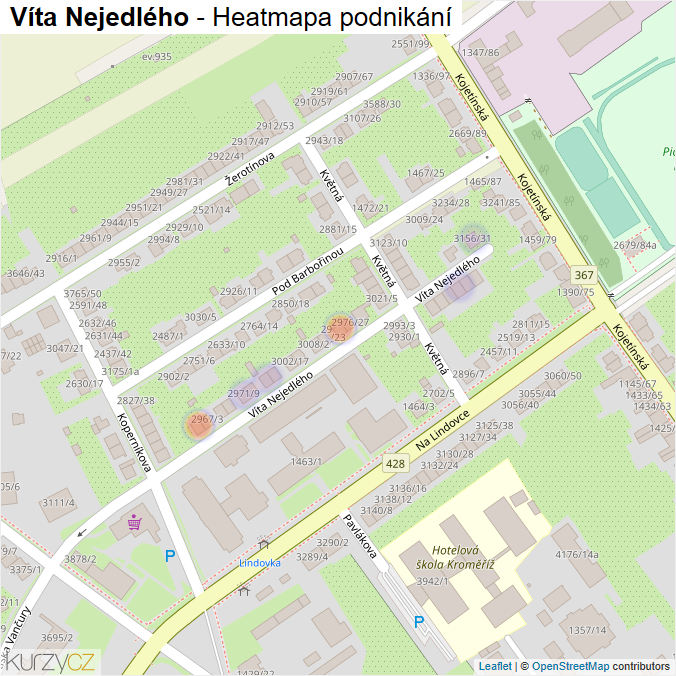 Mapa Víta Nejedlého - Firmy v ulici.