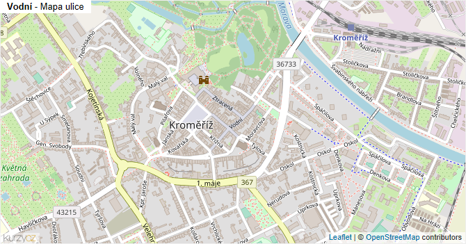 Vodní - mapa ulice
