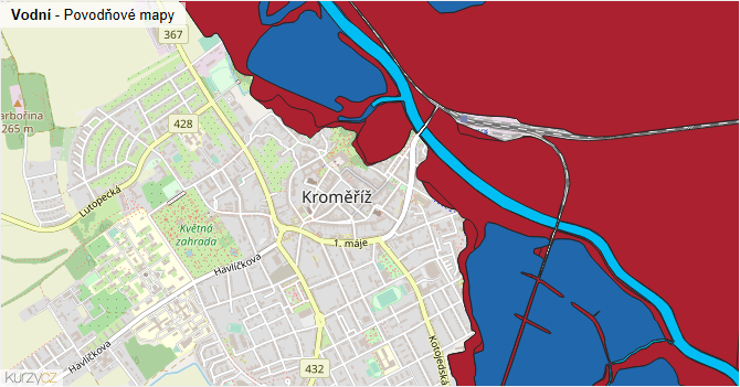 Vodní - záplavové mapy stoleté vody
