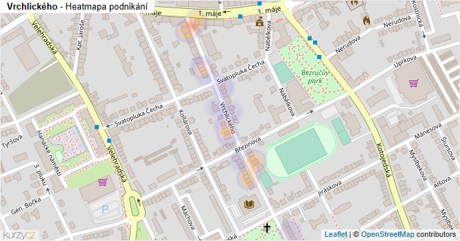Vrchlického - mapa podnikání