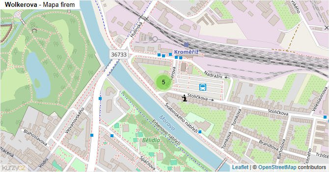 Wolkerova - mapa firem