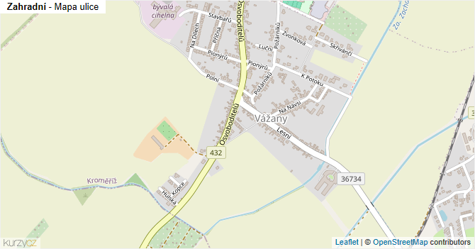 Zahradní - mapa ulice