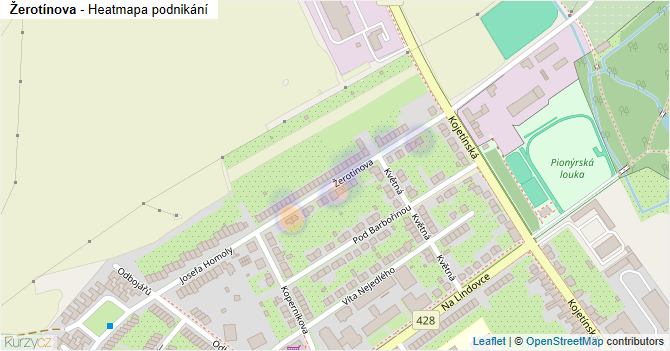 Žerotínova - mapa podnikání