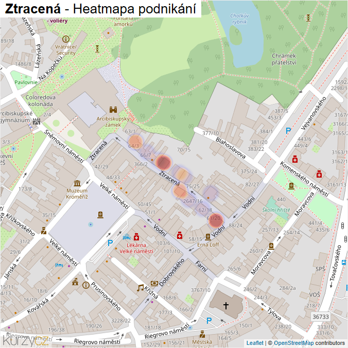 Mapa Ztracená - Firmy v ulici.