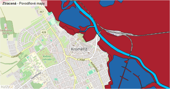 Ztracená - záplavové mapy stoleté vody