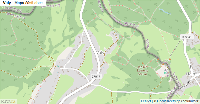 Valy - mapa části obce