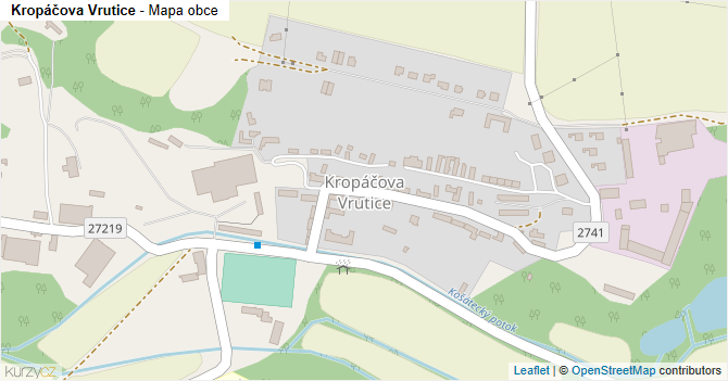 Kropáčova Vrutice - mapa obce