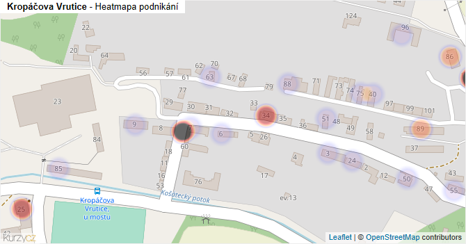 Kropáčova Vrutice - mapa podnikání
