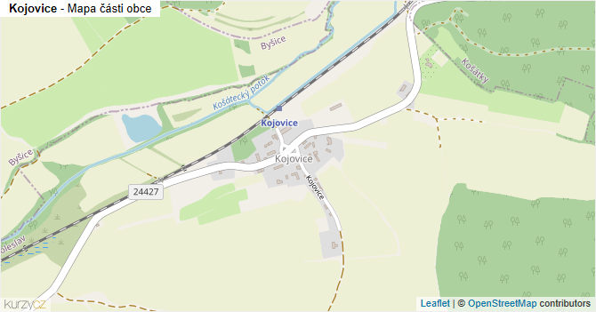 Kojovice - mapa části obce