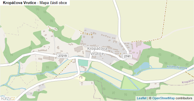 Kropáčova Vrutice - mapa části obce