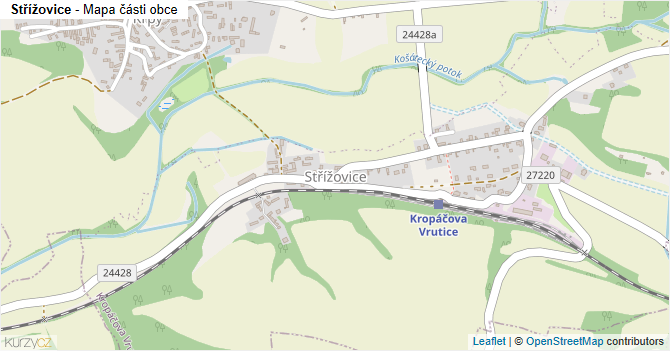Střížovice - mapa části obce