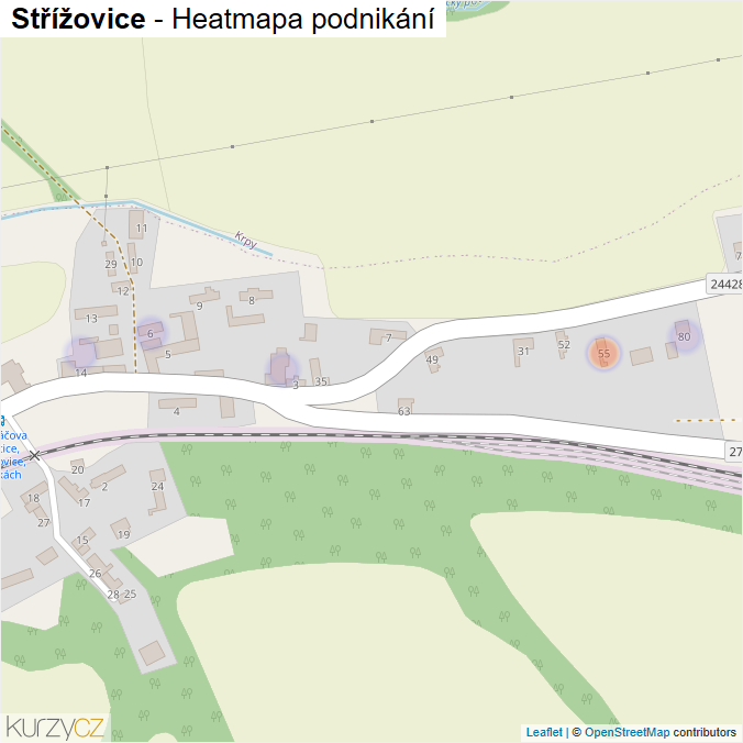 Mapa Střížovice - Firmy v části obce.
